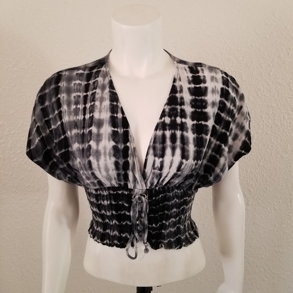 Heart Hips Tops - Dope Black Ombre Tie Dye Corset Crop Top L